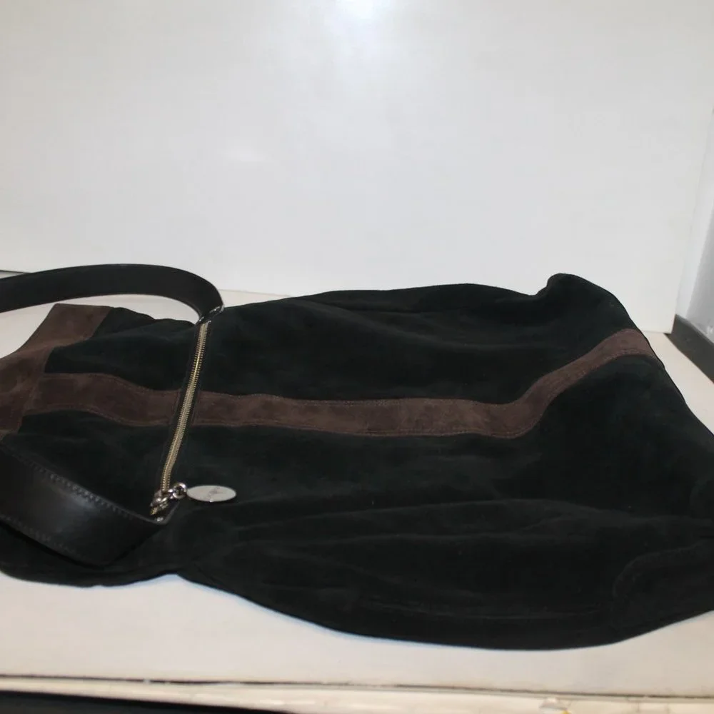 Large ECHO Suede Leather Flap Over Slouchy Shoulder Bag Handbag Purse - Picture 4 of 14